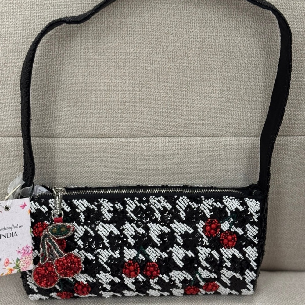 TJ Maxx Houndstooth & Cherry Purse